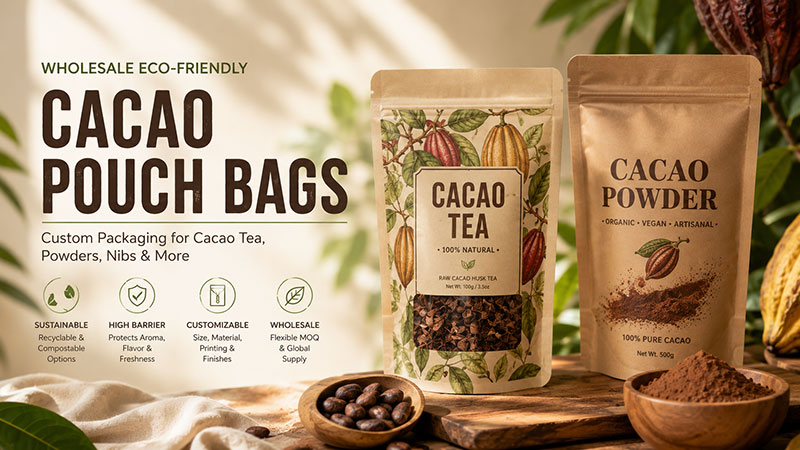 Wholesale eco-friendly premium cacao tea pouch bag Оптовый экологически чистый пакетик для чая какао премиум-класса