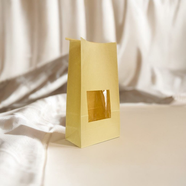 Сертифицированный FSC пищевые ламинированные ламинированные SOS Блок нижний жестяной галстук коричневый рециркулируйте бумажные пакеты