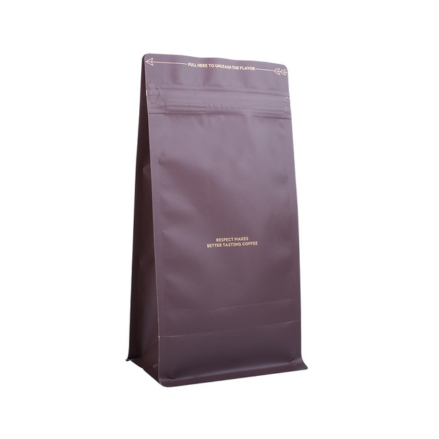 Ламинированная ламинированная запечатываемая верхняя Zip 500G Brown Quad Seal Coffee Bag для кофе Roasters