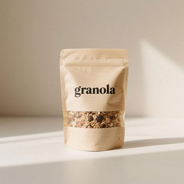 Коричневые бумажные домашние компостируемые пакеты для мюсли