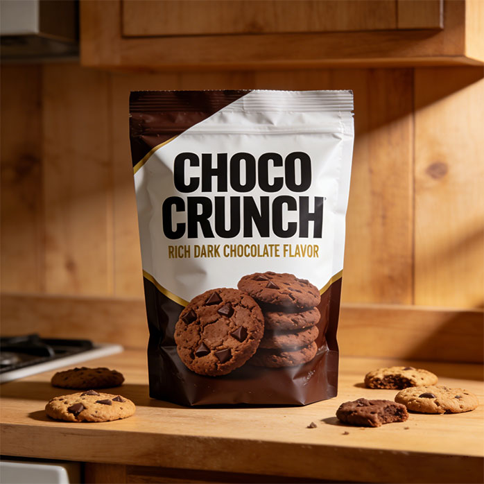 Персонализированный пакет для шоколадного печенья с матовой термосваркой