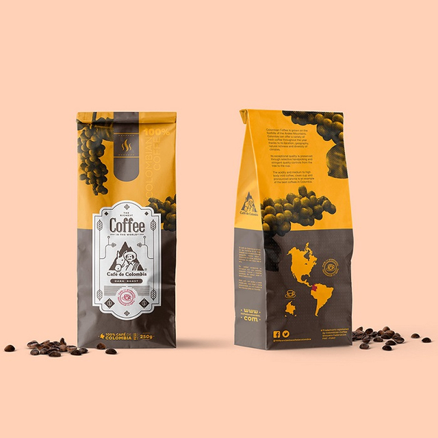 Пользовательский дизайн печати логотипа боковой шарнир Bright Coffee Yellow Cackaging