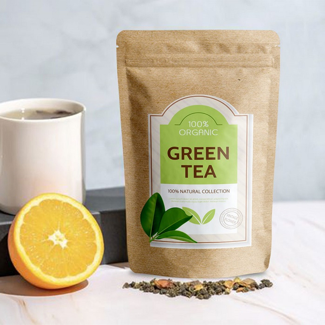 Болзас Дойпак, стоящий вверх по компостируемым замок на молнии бумаги чай