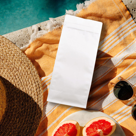 100 шт. 1 кг белого плоского дна мешки с кофе с передней молнией