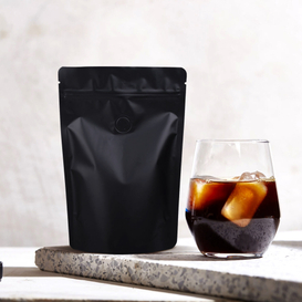 100 шт. 8 унций Matte Black Stand Up Coffee Bag с односторонним дегазационным клапаном