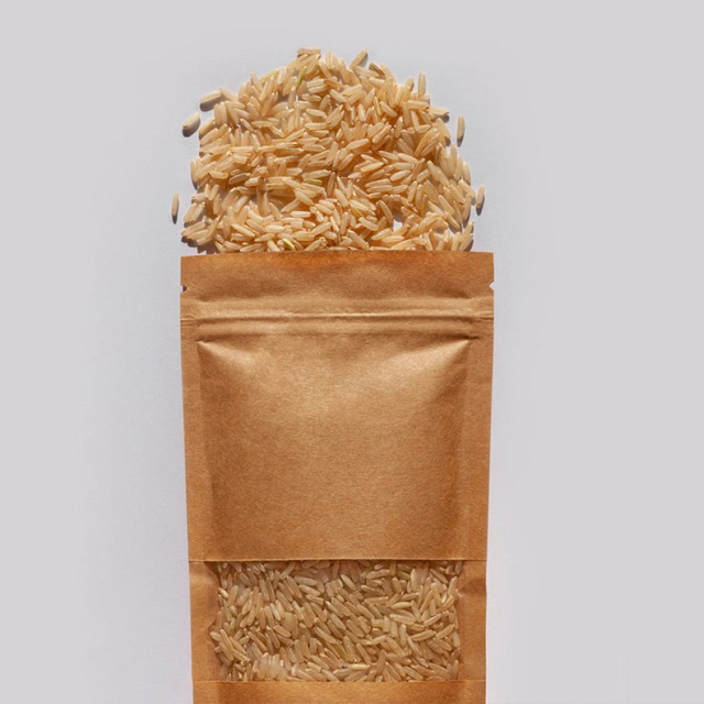 Натуральные переработки коричневых бумажных кухни пищеватели с молнией и окном