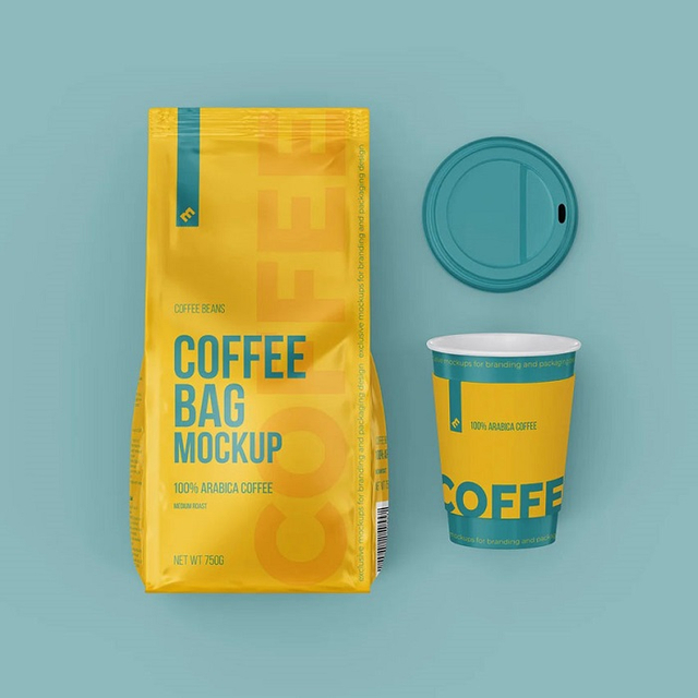 Пользовательский дизайн печати логотипа боковой шарнир Bright Coffee Yellow Cackaging